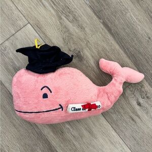 Vineyard Vines Pink Whale Plush Toy with Black Graduation Hat